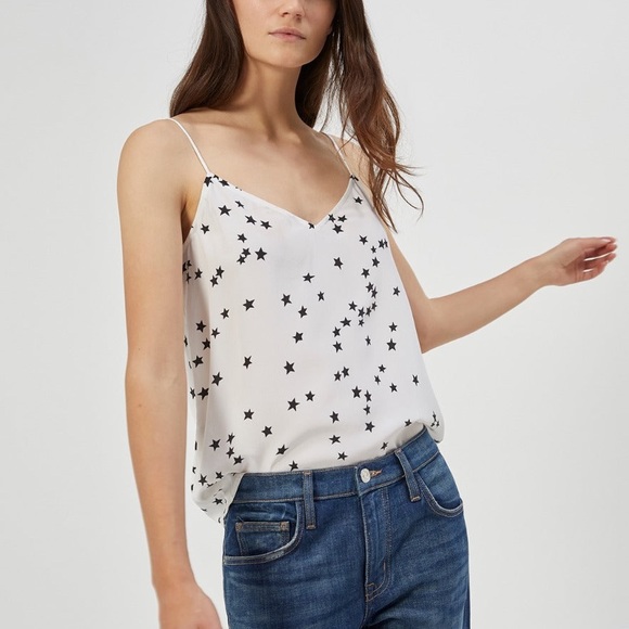 Equipment Layla Silk Cami, Size S, Bright White Star Print - Picture 1 of 12